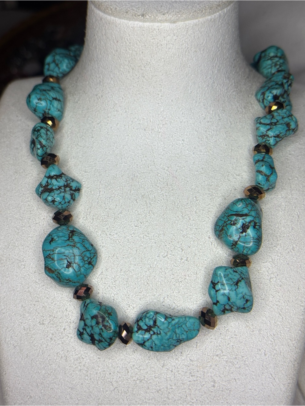 Turquoise Stone Statement Necklace - Blue Turquoise Beaded Jewelry